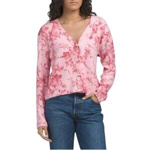 CECE Gossamer Pink Floral V-neck Cardigan